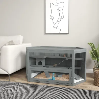 Gnagarbur Smådjursbur Grå av Trä 115 x 60 x 55 cm