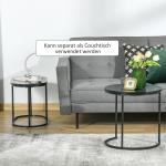 Satsbord i 2 Delar, Moderna Soffbord i Oval Form, Stapelbara Sidobord för Vardagsrummet, Svart, 50 cm