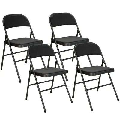 Set 4 Hopfällbara Kontorsstolar med Metallben, Svart