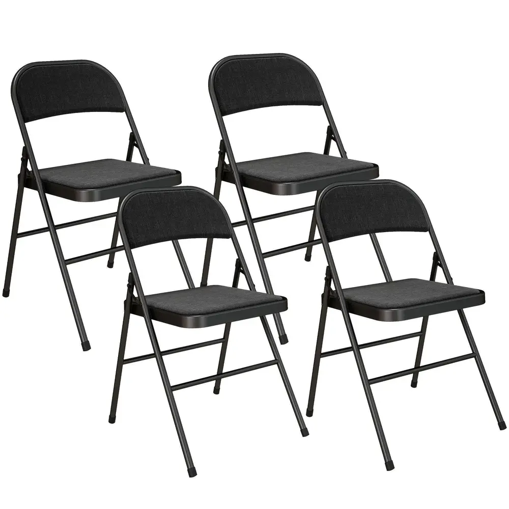 Set 4 Hopfällbara Kontorsstolar med Metallben, Svart