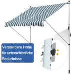 Vikarmsmarkis Klämmarkis 200 X 150 Cm Justerbar Solskydd Fällarm Handvev Balkong Aluminium Grön och Vit