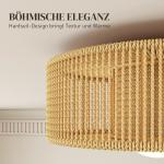 Taklampa Boho Beige Hamparep och Metall för Vardagsrum och Sovrum Rund Takarmatur i Naturlig Stil G9 Sockel Dekorativ Belysning