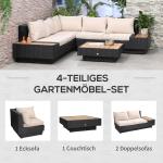 Loungegrupp i Aluminium 4 Personer, Modern Utemöbel med Soffa och Bord, Inkluderar Dynor för Terrass, Svart
