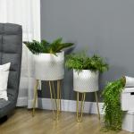 Blomkrukor Växtställ Set om 2 Svart av Metall för Vardagsrum och Balkong Modern Design Planteringsram Dekorativ och Robust Konstruktion