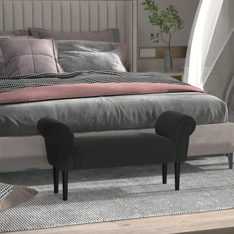 Sängbänk Tidlös Mjuk Klädsel Upp till 102 x 36 x 51 cm
