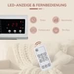 Väggmonterad Värmefläkt 2000 W med Fjärrkontroll, 2 Värmelägen, LED-skärm, 12h Timer, för Badrum