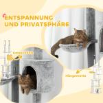 Klösträd Takhög Grå av Sisal och Plysch för Katter Skrapstolpe med Kattgrotta och Korg 225-255 cm
