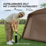 Campingtält Uppblåsbart Tält för 1-2 Personer Beige av Oxford Tyg för Camping och Glamping Vattentätt Lufttält med Pump