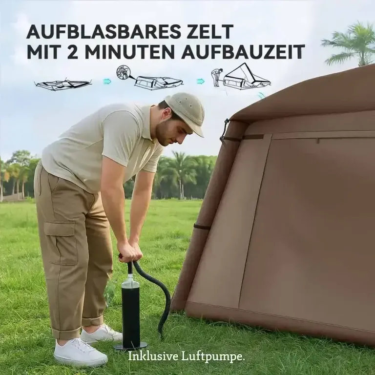 Campingtält Uppblåsbart Tält för 1-2 Personer Beige