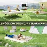 Campingsäng Gästsäng med Luftmadrass Svart Khaki av Oxford ve PVC för Resa ve Utomhus Extra Bred Säng för 2 Vuxna 200 x 153 cm
