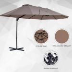 Dubbelt Parasoll Fribärande Paraply med Vev Justerbart Trädgårdsparaply Solskydd Metall Brun 440 X 270 X 250 Cm