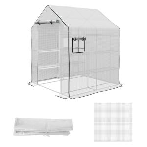 Växthusfilm Ersättningsöverdrag UV-Skydd med Rulldörr Vit av PE Plast för Tomathus och Växthus Ersättningsskydd 140 x 143 x 190 cm