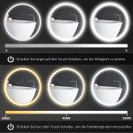Kleankin Badrumsspegel Väggspegel Silver av Glas och Aluminium för Badrum med LED Belysning och Touchfunktion Minnesfunktion Anti-Fog Ø 60 cm