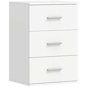 Sängbord med Lådor Klassisk Vit MDF för Sovrum 3 Lådor Förvaring Modern Design Robust Nattduksbord