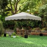 Lusthus Paviljong Pop-Up Partytält Krämvit av Polyester och Metall för Camping och Trädgård Vintertätt Tält med Väska 3 x 3 m