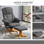 Fåtölj med Fotpall och Justerbart Ryggstöd för Vardagsrum och Sovrum Ergonomisk och Avkopplande Mörkgrå Tyg och Trä