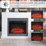 LED Elektrisk Öppen Spis, Fristående Kamin med Flameffekt, 1800/2000 W, Inomhusvärmare med Träram, MDF, Vit, 113 x 26,6 x 87,5 cm