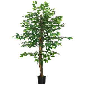 Konstgjort Ficusträd, Naturtrogen, med Kruka, Grön, 150 cm