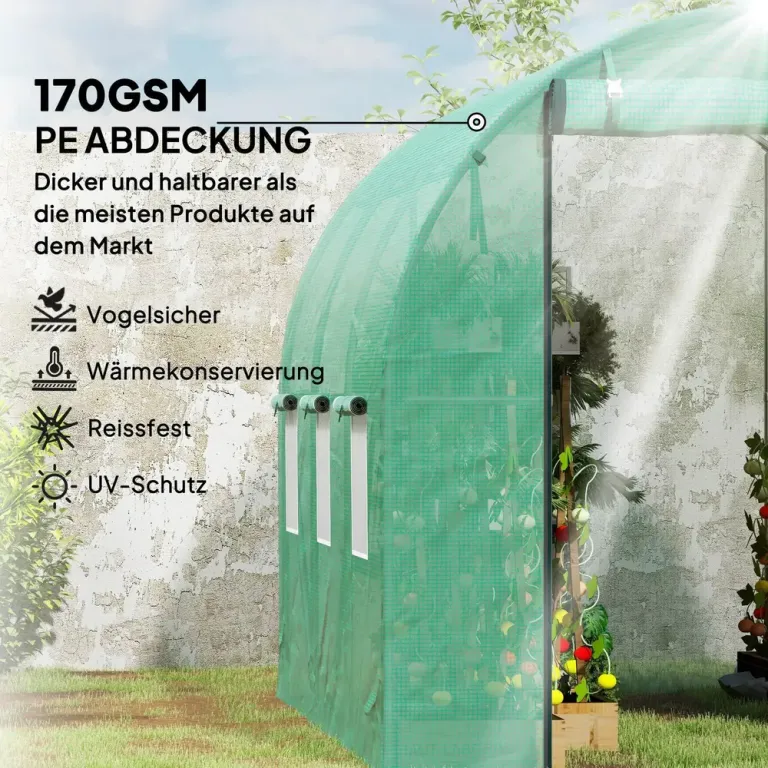 Växthus Filmtunnel 6 Fönster Grön av PE 3 x 2 x 2 m