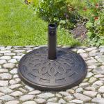 Rund Parasollfot Harts med Bronsfinish för Trädgård Passar Stångdiameter 38-48 Mm Brons 48,5 X 34 Cm 14 Kg