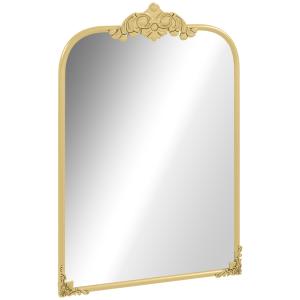 Väggspegel Badrumsspegel Guld av Metall och Glas för Vardagsrum Barockstil Dekorativ Spegel med Ram 60 x 87 cm