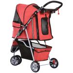 Hundvagn Husdjursvagn Buggy Röd Polyester för Hundar och Katter Lätt och Hopfällbar Bekväm