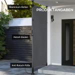Vertikal Markis Balkonggardin Mörkgrå av Polyester och Metall för Trädgård Väderbeständig Balkongskyddsskärm med Vev 150 x 220-310 cm