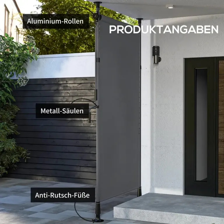 Vertikal Markis Balkonggardin Mörkgrå 150 x 220-310 cm