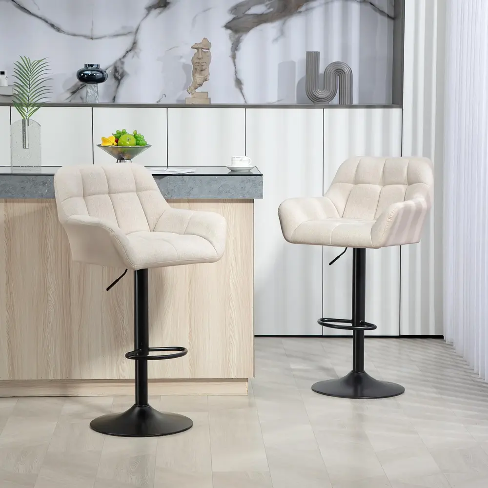 Set 2 Barstolar Retrodesign Höjdjusterbar Konstläder