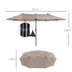 Parasoll Marknadsparaply Dubbelparasoll med Handvev Oval 460 X 270 X 240 Cm för Trädgård och Terrass Ljus Kaffe
