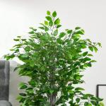 Konstgjord Växt Ficus Konstträd i Kruka Grön av Plast och Cement för Vardagsrum och Kontor Naturtrogen Dekoration Höjd 135 cm