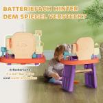 Sminkbord Barnbord Lila av Plast för Barn 3-6 År Kosmetikabord med Spegel och LED Ljus Musik