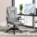 Massagekontorsstol Ergonomisk Höj- och Sänkbar PU-Hjul för Bekvämt Arbete och Avkoppling Grå