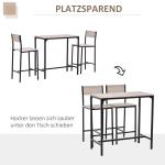 Barbord med 2 Stolar 3-Delat Bordsset MDF Modern Möbel för Kök och Matplats Natur och Svart 89 X 45 X 87 Cm