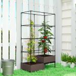 Odlingslåda med Spaljé Stor Svart Plast för Utomhusbruk och Trädgård Blomlåda med Klätterstöd och Dränering Väderbeständig 100 × 50 × 174 cm