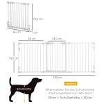 Justerbar Hundgrind i 3 Sektioner, Fristående Säkerhetsbarriär i Plast, Skyddar Dörröppningar utan Borrning, Vit, 180 x 3 x 74,5 cm