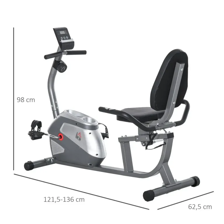 Liggande Motionscykel med LCD-Skärm 8 Nivåer Magnetiskt