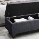 Förvaringsbänk i Linne-look med Gummiben för Vardagsrum, Sovrum och Hall, Mörkgrå