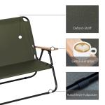 Hopfällbar 2-sits Campingstol med Armstöd och Mugghållare, upp till 160 kg, för Trädgård, Camping och Strand