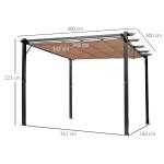 Pergola med Justerbart Tak, Modern Trädgårdspaviljong i Aluminium, Skapar Skugga och Rumskänsla på Uteplatsen, Grå/Brun, 3 x 4 m