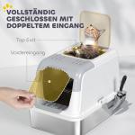 Kattsandlåda med Lock, Främre Ingång och Topputgång i Rostfritt Stål, upp till 7 kg