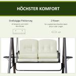 2-Sitsig Hammock med Soltak, Bekväm Trädgårdsgunga i Metall med Bricka, Avkopplande Hängsoffa för Uteplatsen, Beige, 162 x 118 x 173 cm