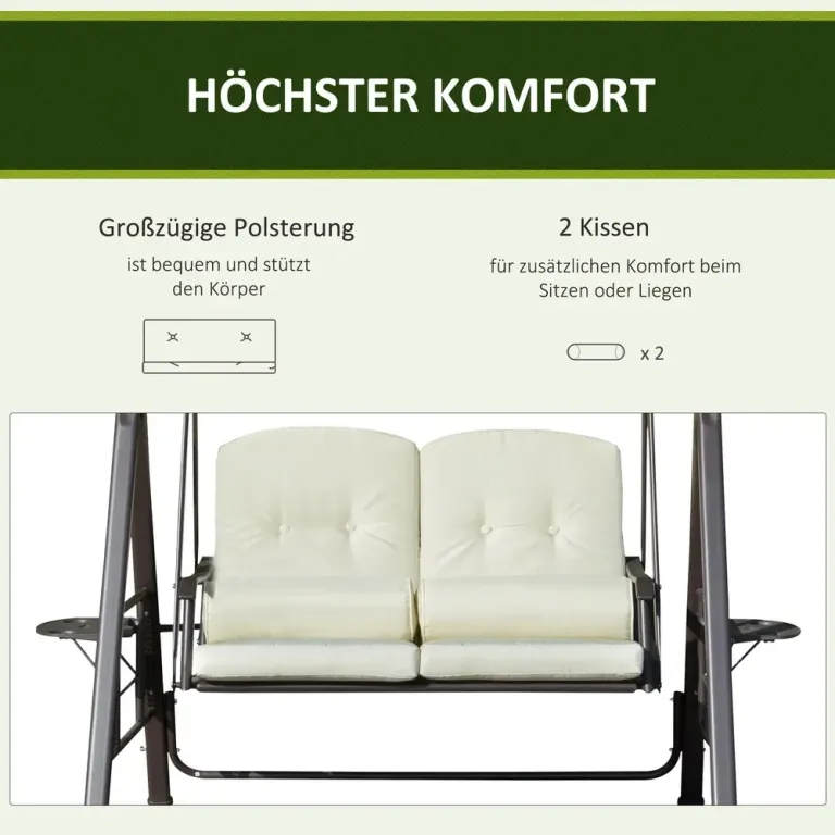 2-Sitsig Hammock med Soltak 162 x 118 x 173 cm