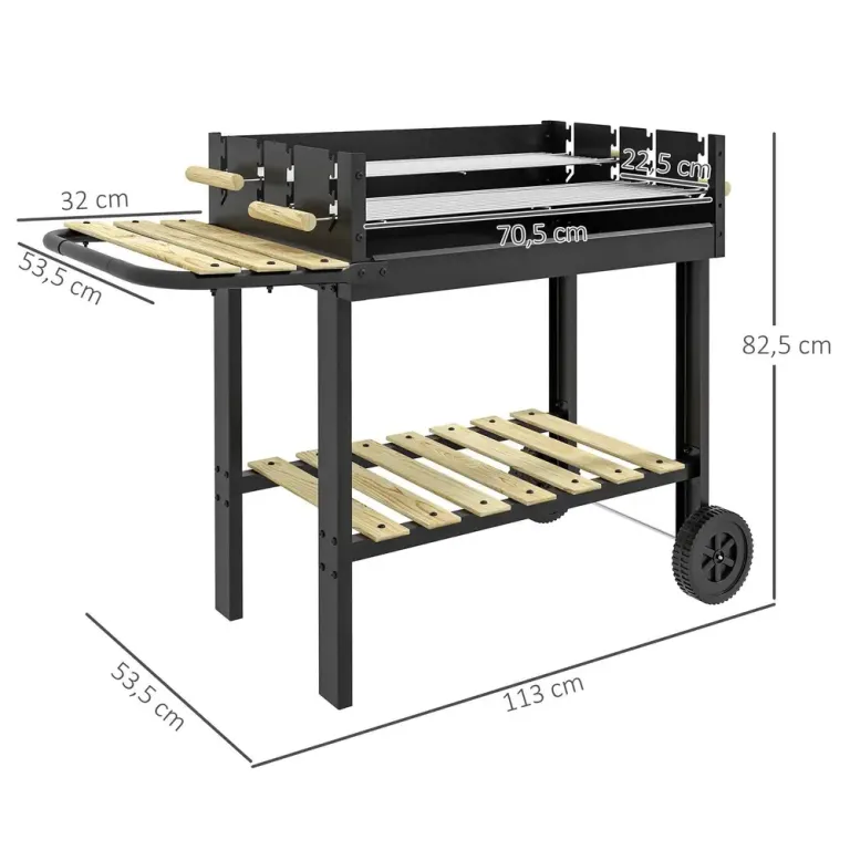 Kolgrill Campinggrill Svart av Metall 113 x 53,5 x 82,5 cm
