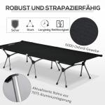 Hopfällbar Campingsäng i Aluminium, Lättviktig Tältsäng med Bärväska, Robust Extrasäng för Utomhusbruk, Svart, 190 x 65 x 38 cm, 150 kg