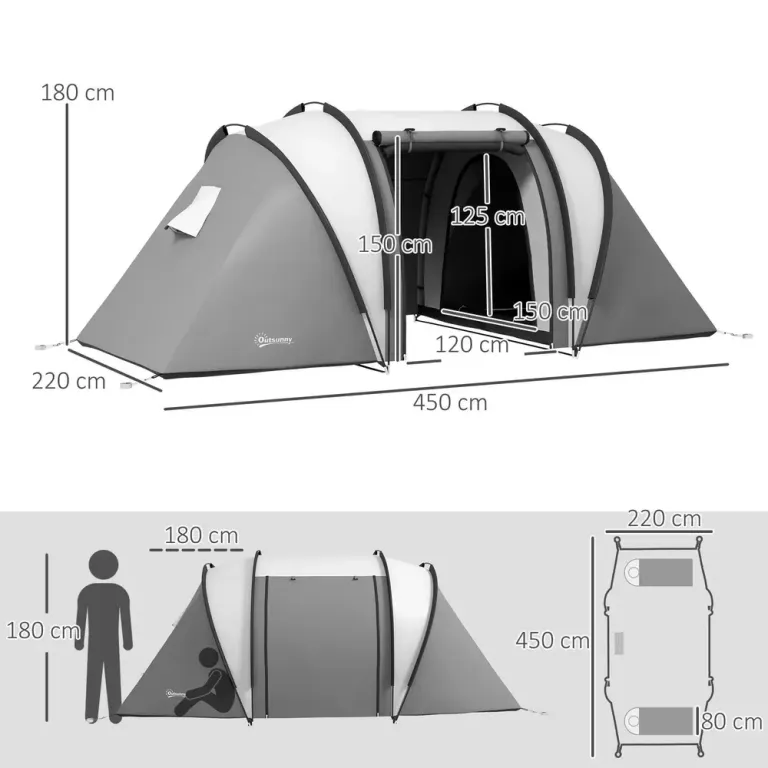 Campingtält Tunneltält för 4-5 Personer Blå av Polyester