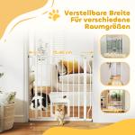 Säkerhetsgrind med Kattlucka Vit Stål för Trappa och Dörr Klämspänning utan Borrning Justerbar Bredd 75–85 cm Säker för Husdjur