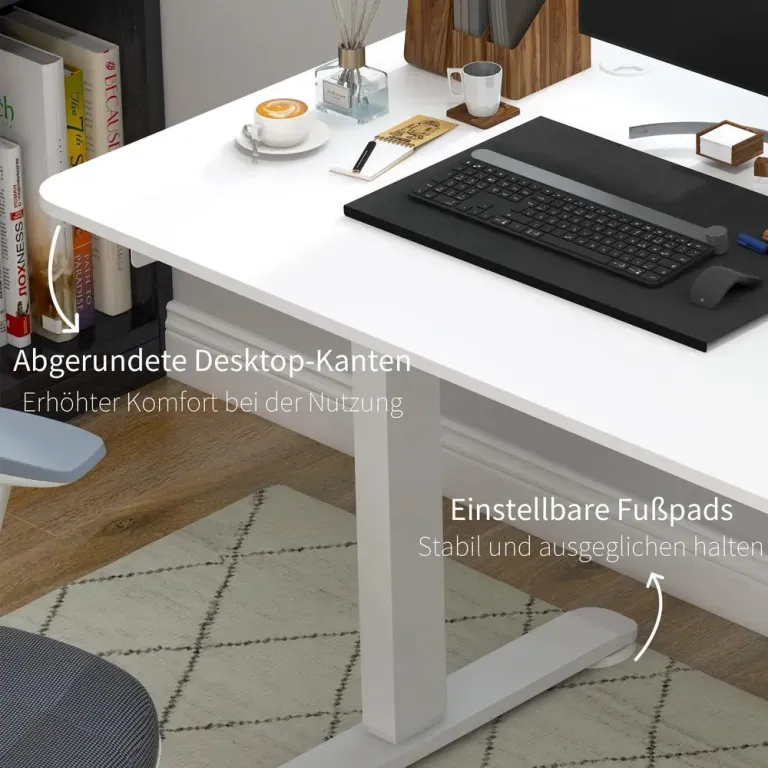 Skrivbord Datorbord Vit av Spånskiva och Metall 140 x 70 cm