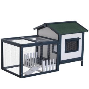 Kaninbur med Utegård Tvåvåningshus för Gnagare med Ramp och Sovplats Väderbeständigt Tak Grön Vit 151 X 78 X 84,5 Cm