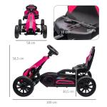 Gokart Trampbil för Barn Rosa av Metall och Plast för Barn 3-8 År Trampbil med Handbroms och Justerbart Säte